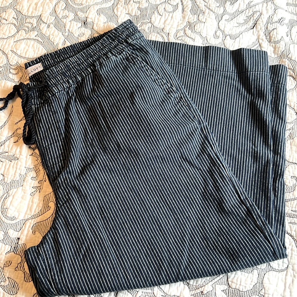 LOFT wide leg crop striped denim